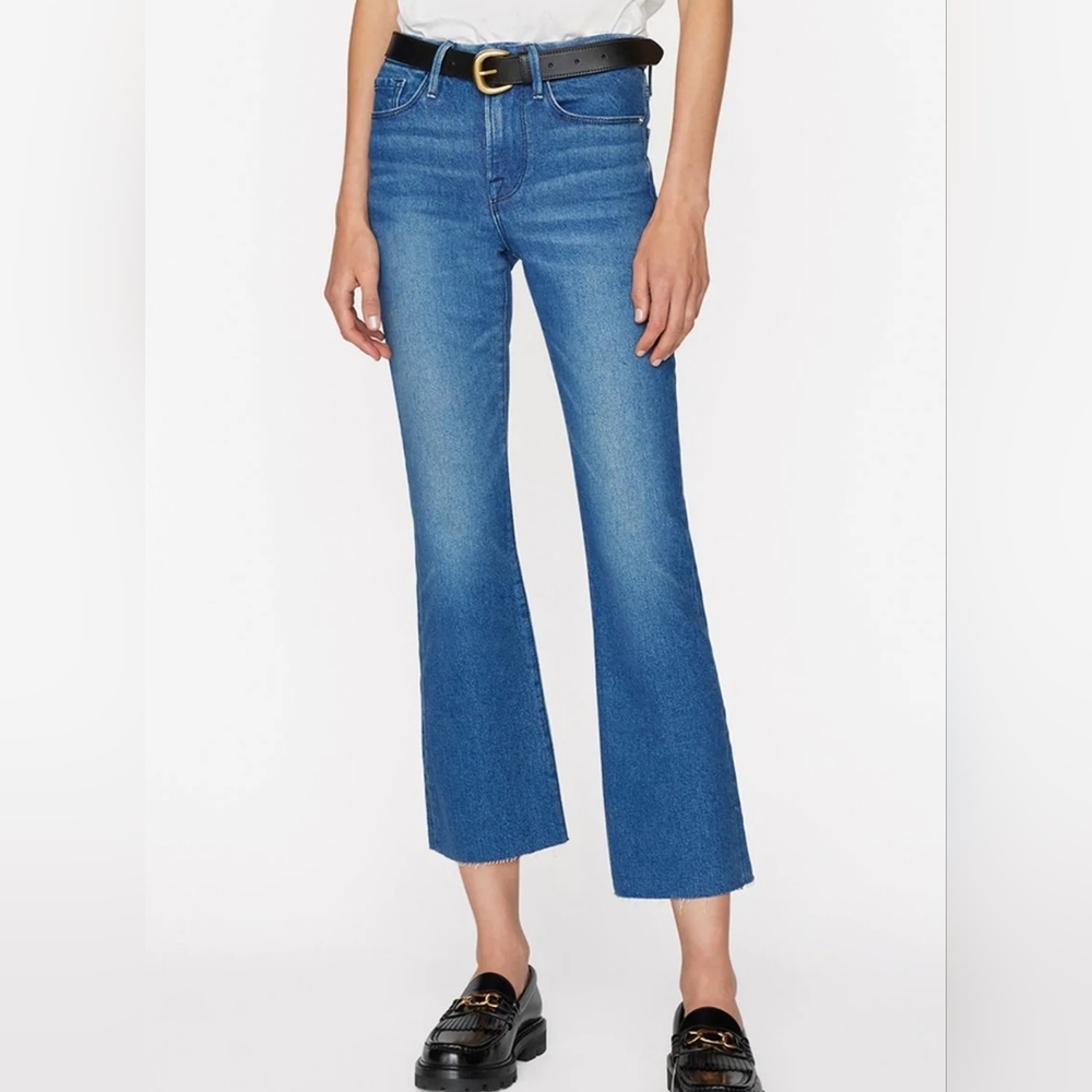 FRAME Le Crop Mini Boot Jeans In Black Wash - Picture 2 of 8